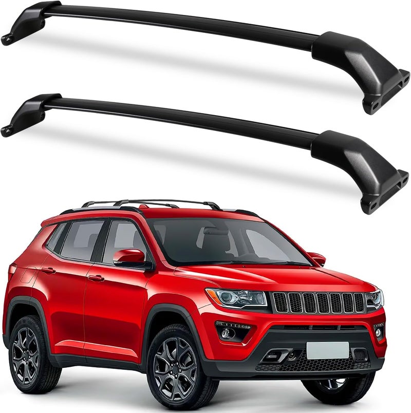 KINGGERI 260lbs Roof Racks Cross Bars Fit for Jeep Compass 2018-2025, Aluminum Heavy Duty Roof Rails Crossbars Rooftop Cargo Basket Carrier Bag Luggage Rails Kayak Canoe Snowboard Skiboard Bike - Image 1